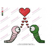 Worm in Love Embroidery Design 02